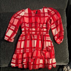 Elegant Red Plaid Kids Dress